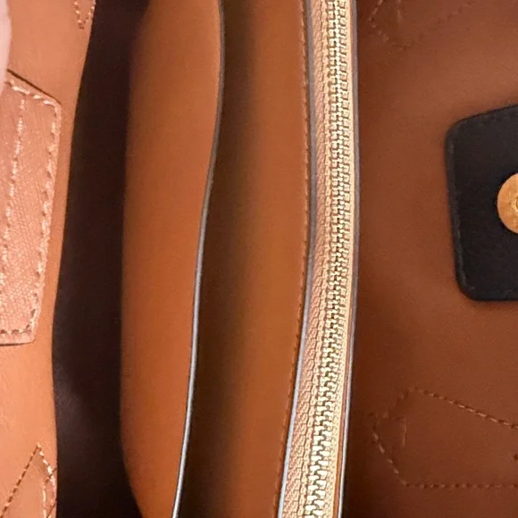 Tory Burch Black Leather Satchel with Tan Accent Tag - Picture 5 of 8